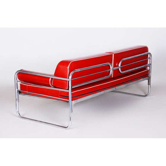 Image 1 of Vintage red leather sofa by Hynekk Gottwald, 1930s