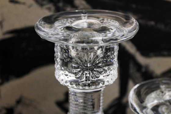 Image 1 of Glass candlesticks duo designed by Staffan Gellerstedt for the Swedish manufacturer Pukeberg.