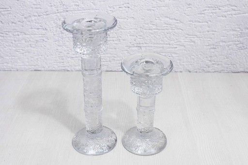 Glass candlesticks duo designed by Staffan Gellerstedt for the Swedish manufacturer Pukeberg.