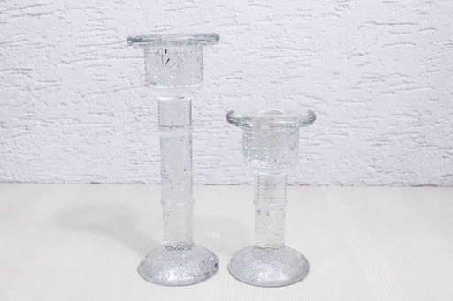 Glass candlesticks duo designed by Staffan Gellerstedt for the Swedish manufacturer Pukeberg.