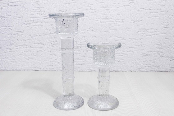 Image 1 of Glass candlesticks duo designed by Staffan Gellerstedt for the Swedish manufacturer Pukeberg.