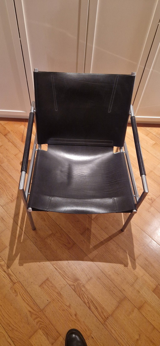 Martin Visser Chair. Black Saddle Leather.