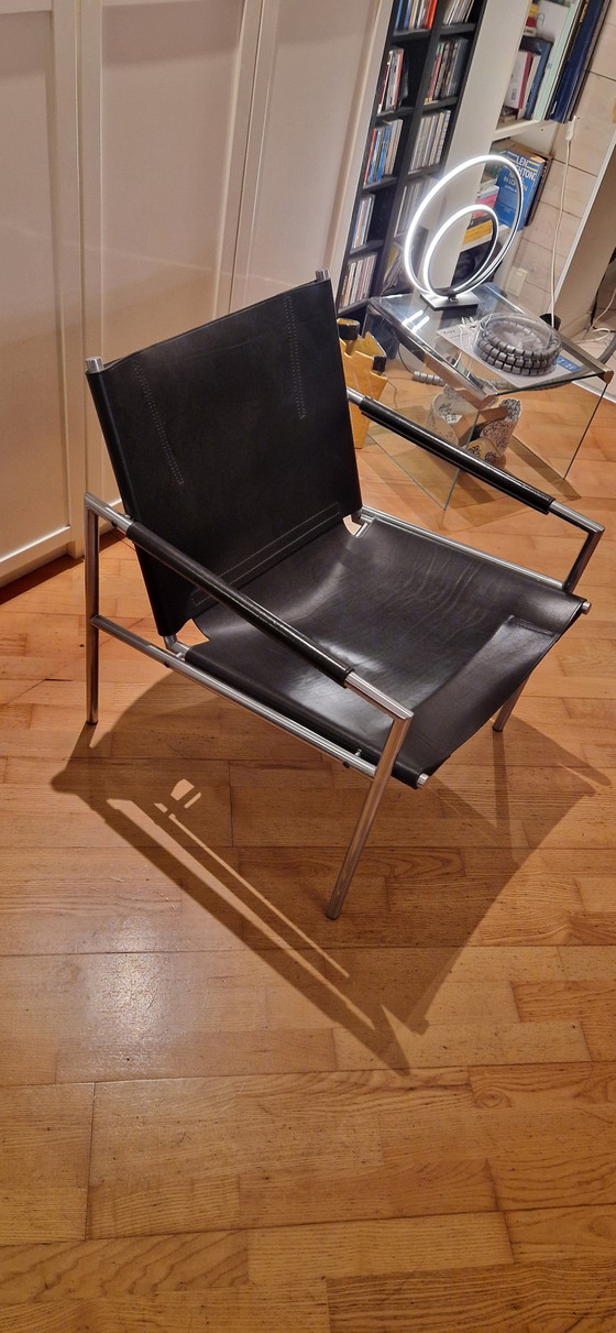 Image 1 of Martin Visser Chair. Black Saddle Leather.