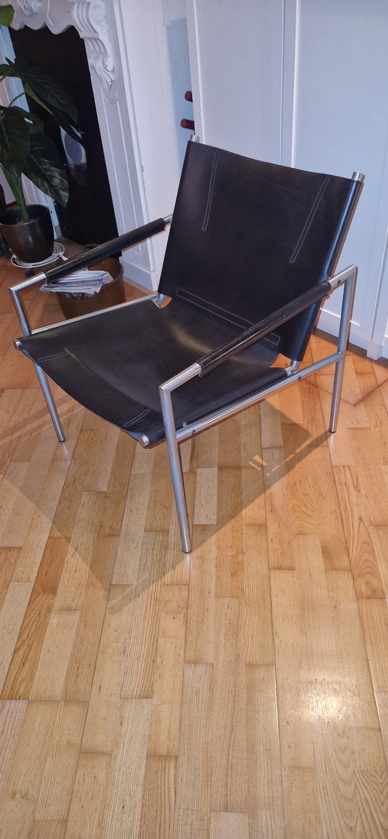 Image 1 of Martin Visser Chair. Black Saddle Leather.