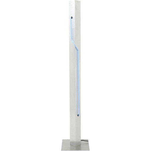 Vintage Neon blue steel floor lamp by Rudi Stern and Dan Chelsea for Kovacs, 1983