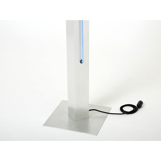 Image 1 of Vintage Neon blue steel floor lamp by Rudi Stern and Dan Chelsea for Kovacs, 1983