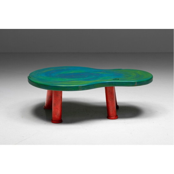 Image 1 of Vintage organic coffee table in wood and steel by Gaetano Pesce, Italy 1990