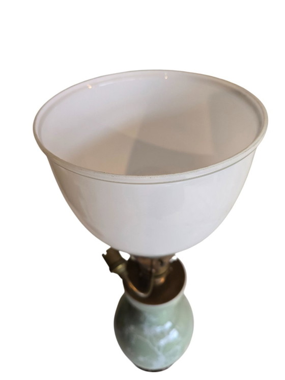 Image 1 of Celadon Lamp With Opaline 2 Lights