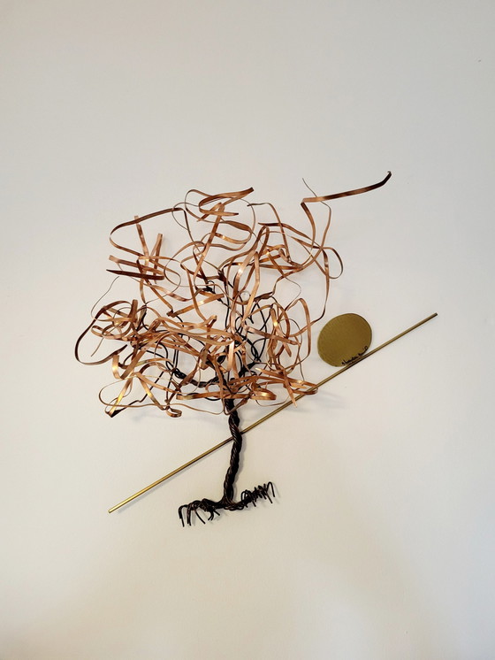 Image 1 of Wall Decoration Tree, Daniel D'Haeseleer, Hollywood Regency Style, Copper And Brass, 1970s,Belgium