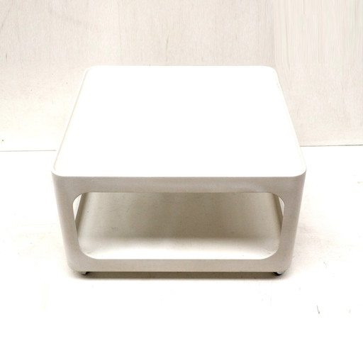 Mesa de centro vintage de la era espacial con ruedas, fabricada en los años 70