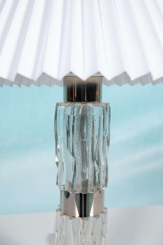 Image 1 of Midcentury glass table lamp Richard Essig, hotel chic table