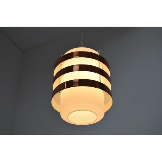 Image 1 of Vintage glass and metal suspension by Drupol, Czechoslovakia 1970