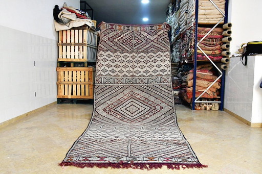 Rare!! Moroccan Zayan vintage kilim 368 x 153 cm 