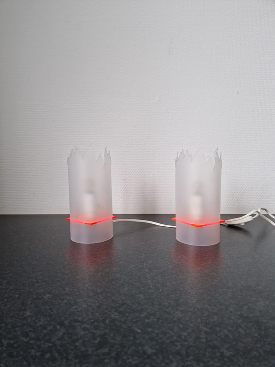 Image 1 of 2x Flame Lamp Table Lamp with Fluorescent Plexiglas