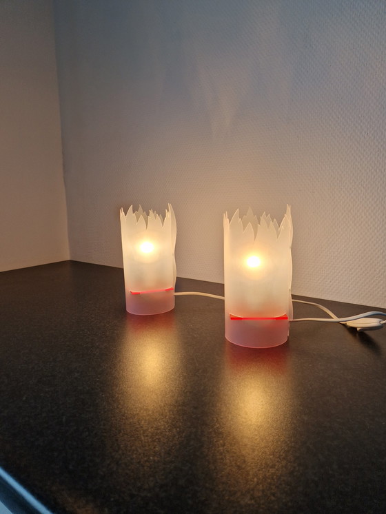 Image 1 of 2x Flame Lamp Table Lamp with Fluorescent Plexiglas