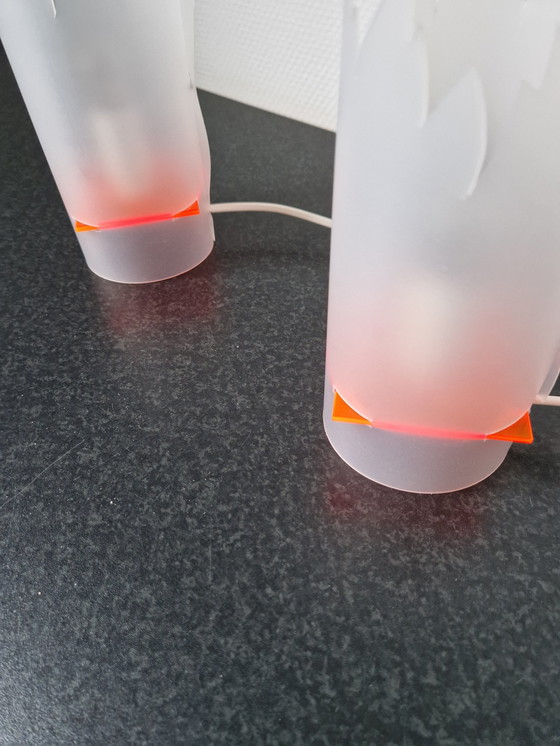 Image 1 of 2x Flame Lamp Table Lamp with Fluorescent Plexiglas