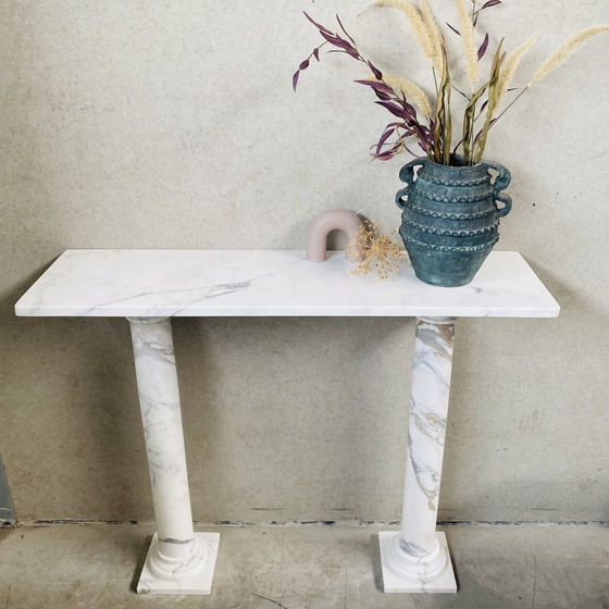 Image 1 of Marble side console table Italian 1980