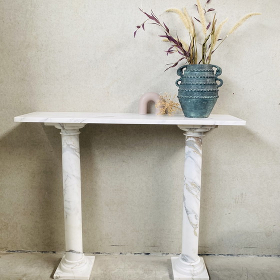 Image 1 of Marble side console table Italian 1980