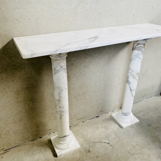 Image 1 of Marble side console table Italian 1980