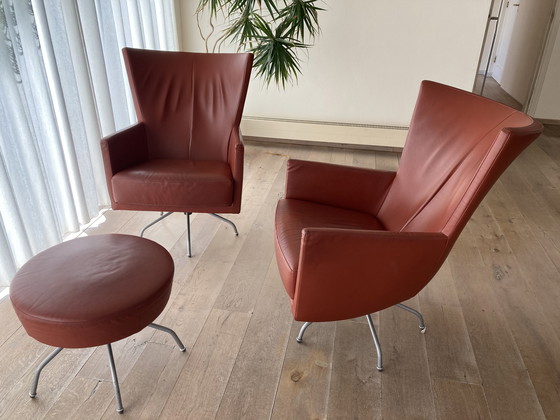 Image 1 of 2x Montis Rome swivel chairs + 1 ottoman