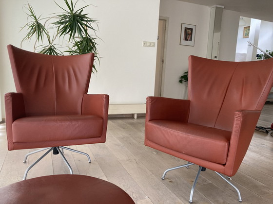 Image 1 of 2x Montis Rome swivel chairs + 1 ottoman