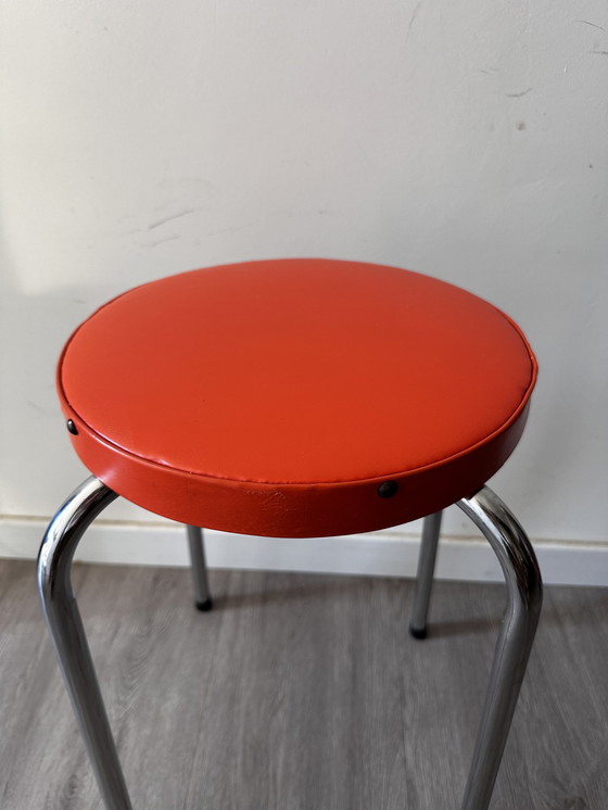 Image 1 of Retro Orange Stool