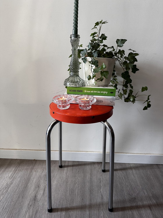 Image 1 of Retro Orange Stool