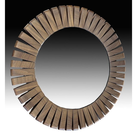 Image 1 of Vintage segmented teak wall mirror