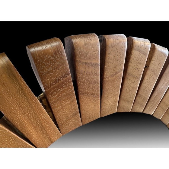 Image 1 of Vintage segmented teak wall mirror