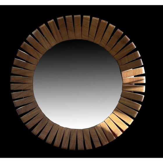 Image 1 of Vintage segmented teak wall mirror