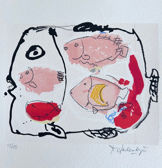 Image 1 of Screenprint Kees Salentijn - Four in one fish