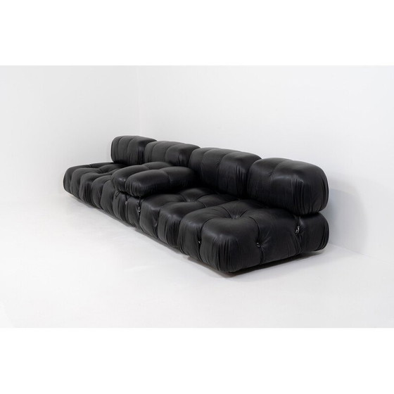 Image 1 of Vintage 3-seater black leather sofa by Mario Bellini for C & B Italia, 1970