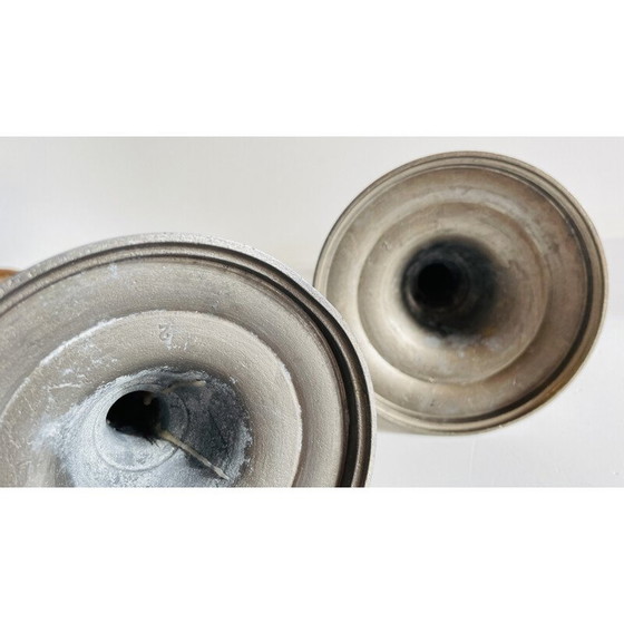Image 1 of Pair of vintage pewter candlesticks
