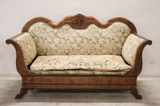 Image 1 of Antique Wooden Sofa, 19Th Century