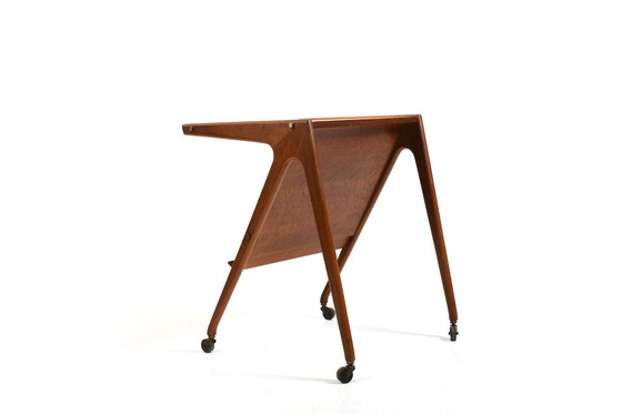 Image 1 of Early Danish Oak Serving Trolley 1950s / Larger Version