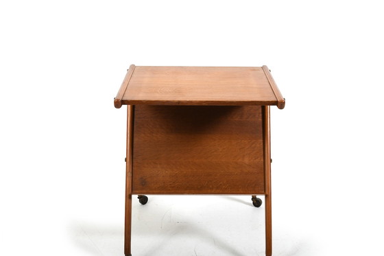 Image 1 of Early Danish Oak Serving Trolley 1950s / Larger Version