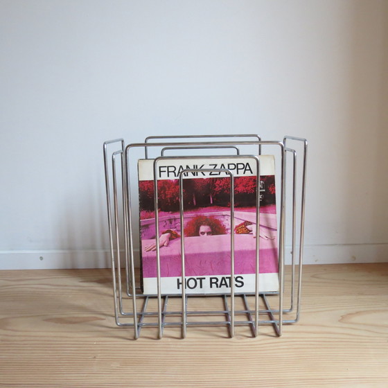 Image 1 of 1980s Willi Glaeser Chrome Magazine Rack Record Rack Swiss Midcentury Style