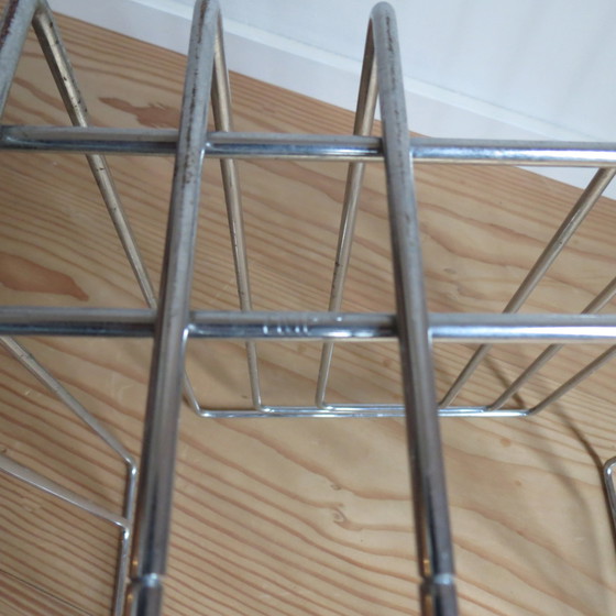 Image 1 of 1980s Willi Glaeser Chrome Magazine Rack Record Rack Swiss Midcentury Style