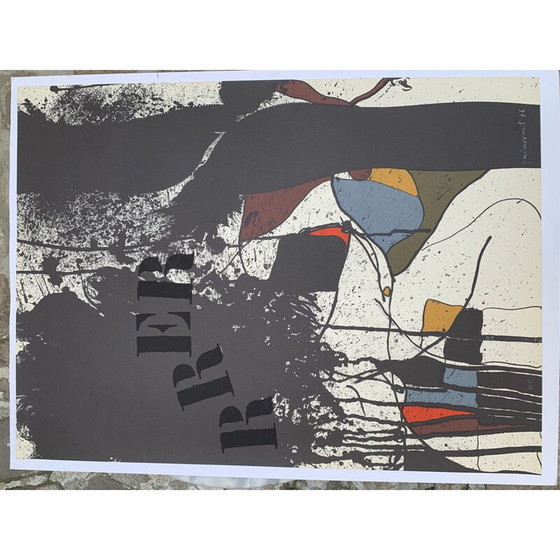 Image 1 of Vintage lithograph composition "RRER" by Josep Guinovart, 1976