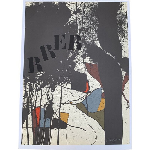 Composición litográfica vintage "RRER" de Josep Guinovart, 1976