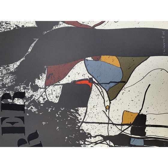 Image 1 of Vintage lithograph composition "RRER" by Josep Guinovart, 1976