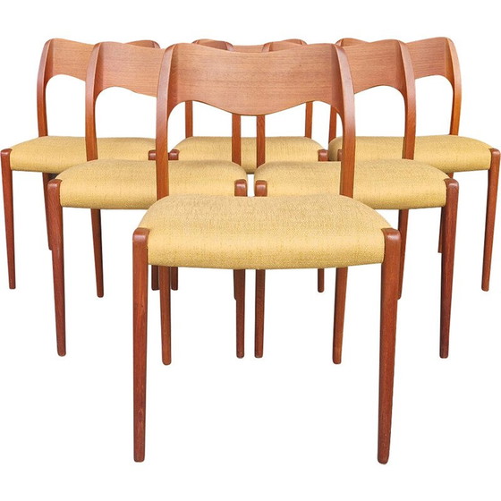 Image 1 of Set of 6 vintage Scandinavian teak chairs by Niels O'Moller for J.L. Moller