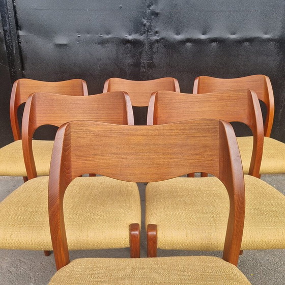 Image 1 of Set of 6 vintage Scandinavian teak chairs by Niels O'Moller for J.L. Moller