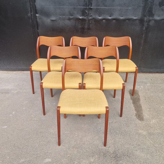 Image 1 of Set of 6 vintage Scandinavian teak chairs by Niels O'Moller for J.L. Moller