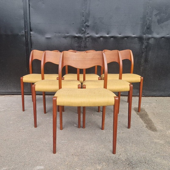 Image 1 of Set of 6 vintage Scandinavian teak chairs by Niels O'Moller for J.L. Moller