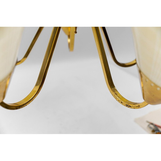 Image 1 of Lampada da soffitto vintage Sputnik a 5 luci in vetro e ottone, 1950