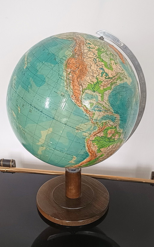 Fifties World Globe With Relief .