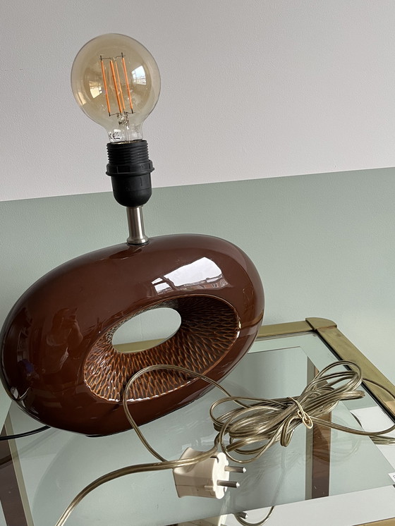 Image 1 of Brown Oval Table Lamp Vintage