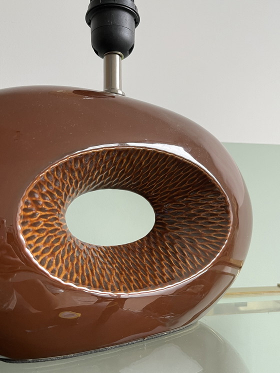 Image 1 of Brown Oval Table Lamp Vintage