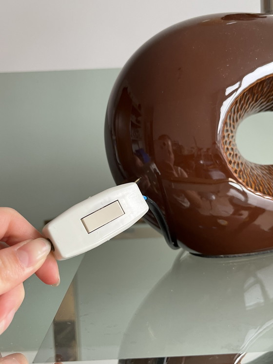 Image 1 of Lampe à poser ovale marron Vintage